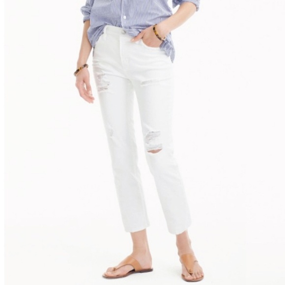 J. Crew Denim - J. Crew 27 Tall Vintage Crop Jean Destroyed White
